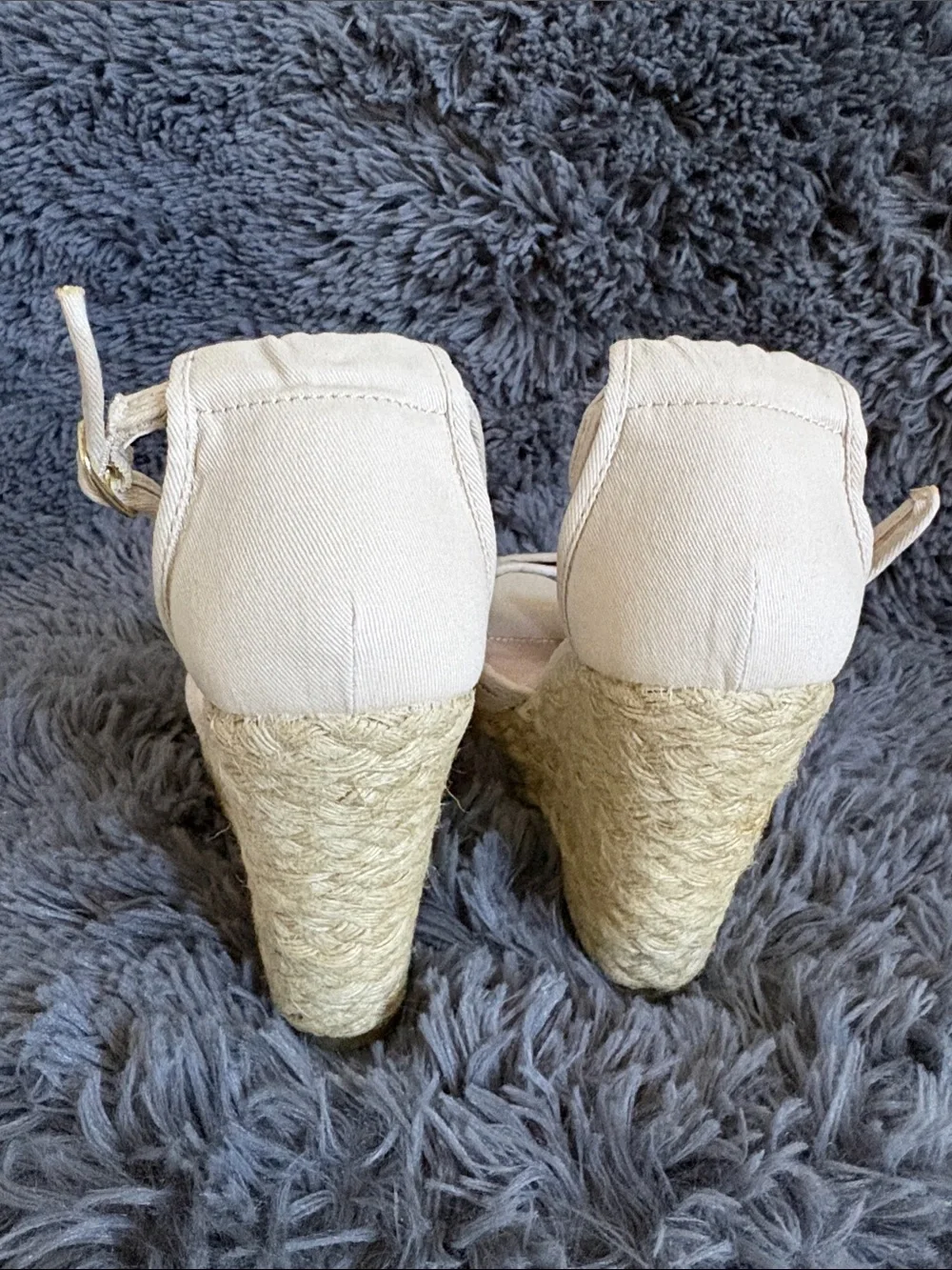 Candie's Cream Crochet Espadrille Wedge Sandals with Jute Platform
